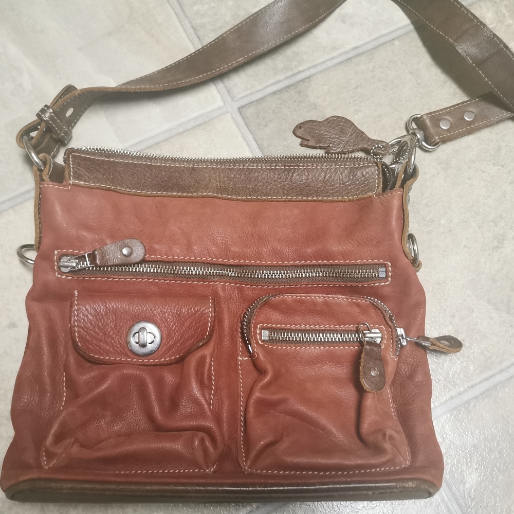Roots Leather Crossbody Purse